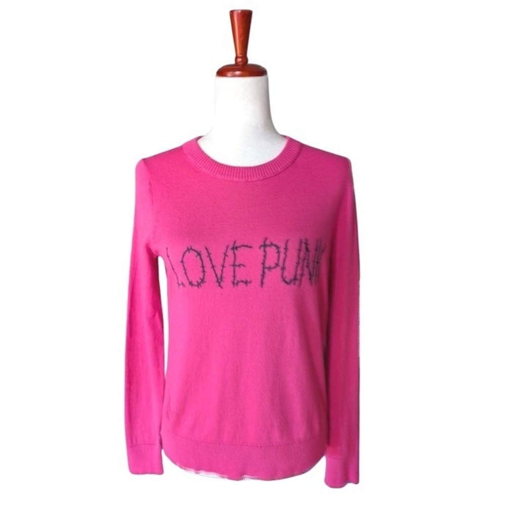 Zadig & Voltaire Miss Love Punk Intarsia Pink‎ Cotton Sweater KWSW01488 NEW S